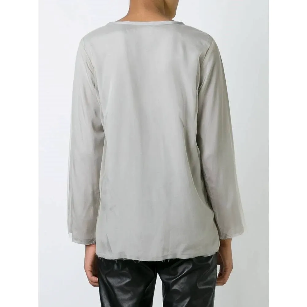Comme des Garçons Grey Nylon Blouse - '90s Grey Good - Model View