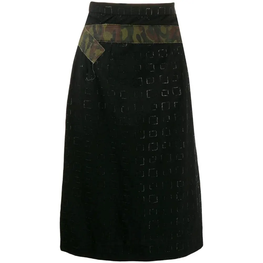 Comme des Garçons Black Wool Skirt - 2000s Black Wool Good - Front View
