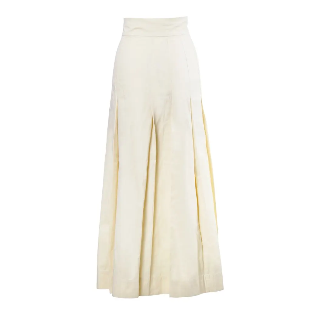 Miu Miu Cream Leather Midi Skirt - '90s Beige Leather Good - Front View