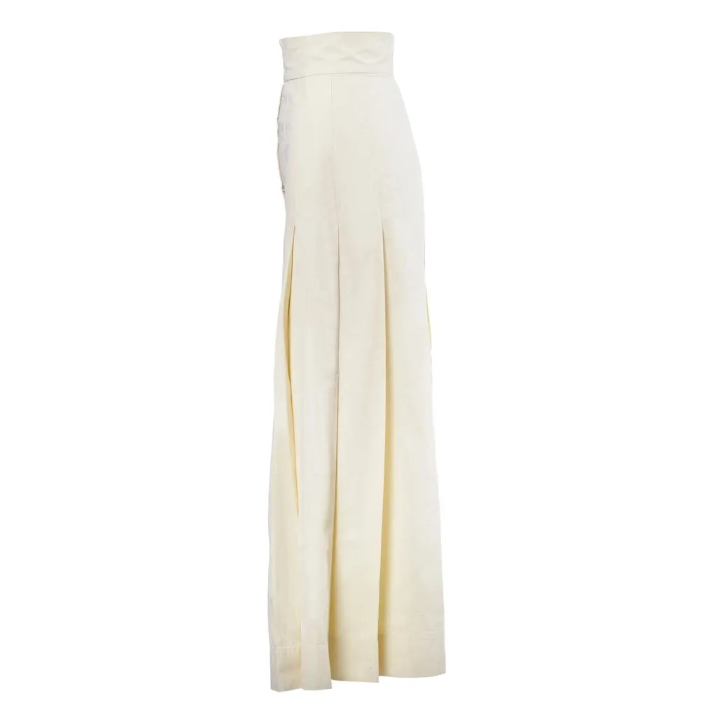 Miu Miu Cream Leather Midi Skirt - '90s Beige Leather Good - Back View