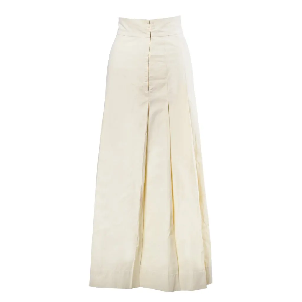 Miu Miu Cream Leather Midi Skirt - '90s Beige Leather Good - Inside View