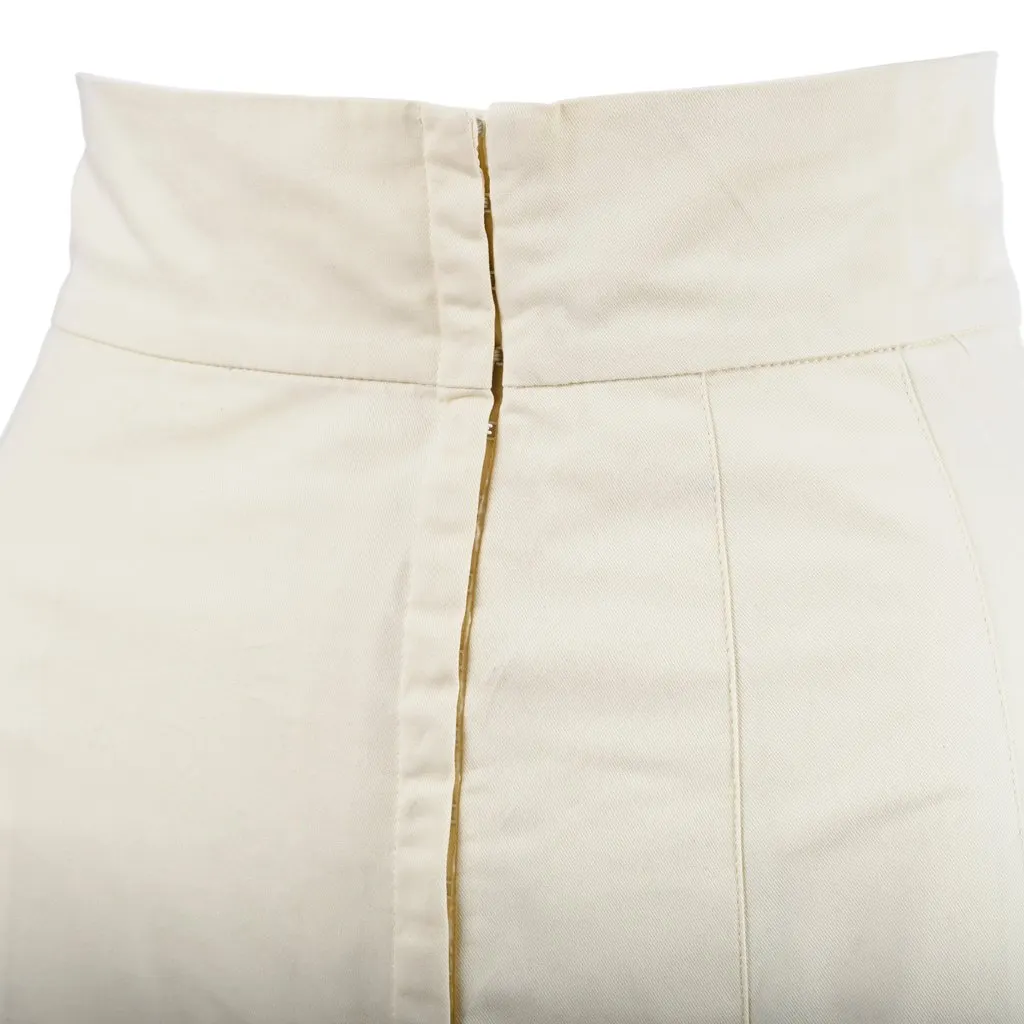Miu Miu Cream Leather Midi Skirt - '90s Beige Leather Good - Model View