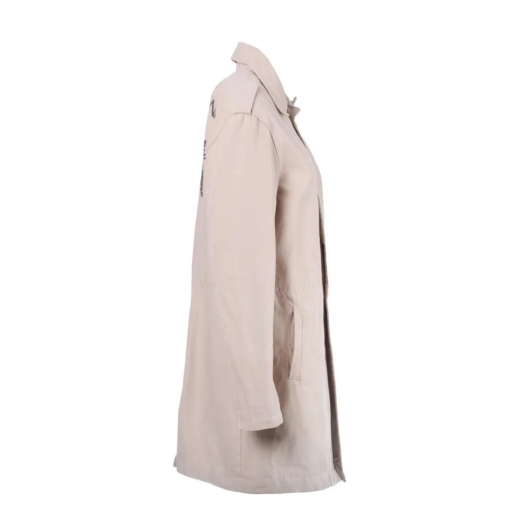 Dolce & Gabbana Beige Trench Coat With Back Graphic- '90s Beige Cotton Good - Back View
