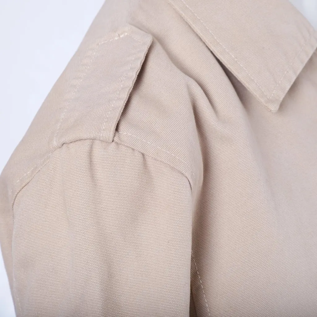 Dolce & Gabbana Beige Trench Coat With Back Graphic- '90s Beige Cotton Good - Model View