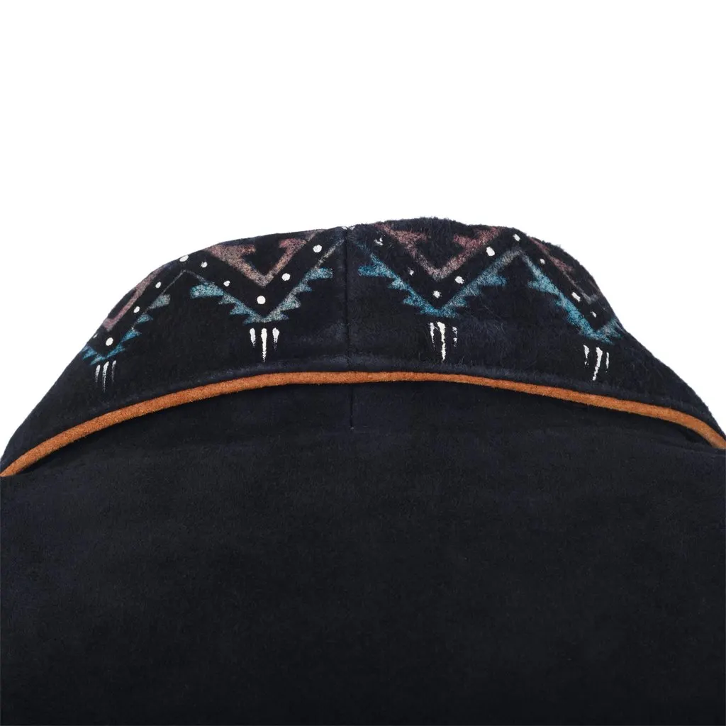 Unsigned Patricia Wolf Embellished Suede Western Jacket in Black - '90s Black Suede Good - Model View