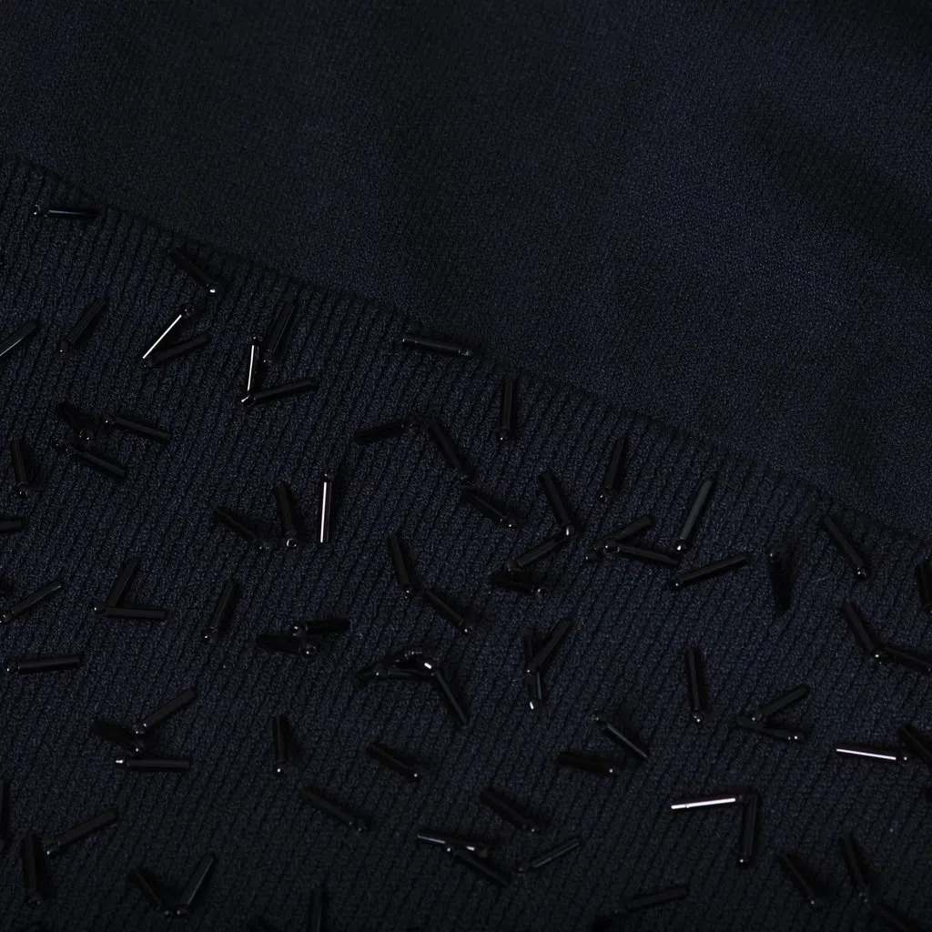 Gianni Versace Black Sleeveless Embellished Knit Top - '90s Black Good - Model View
