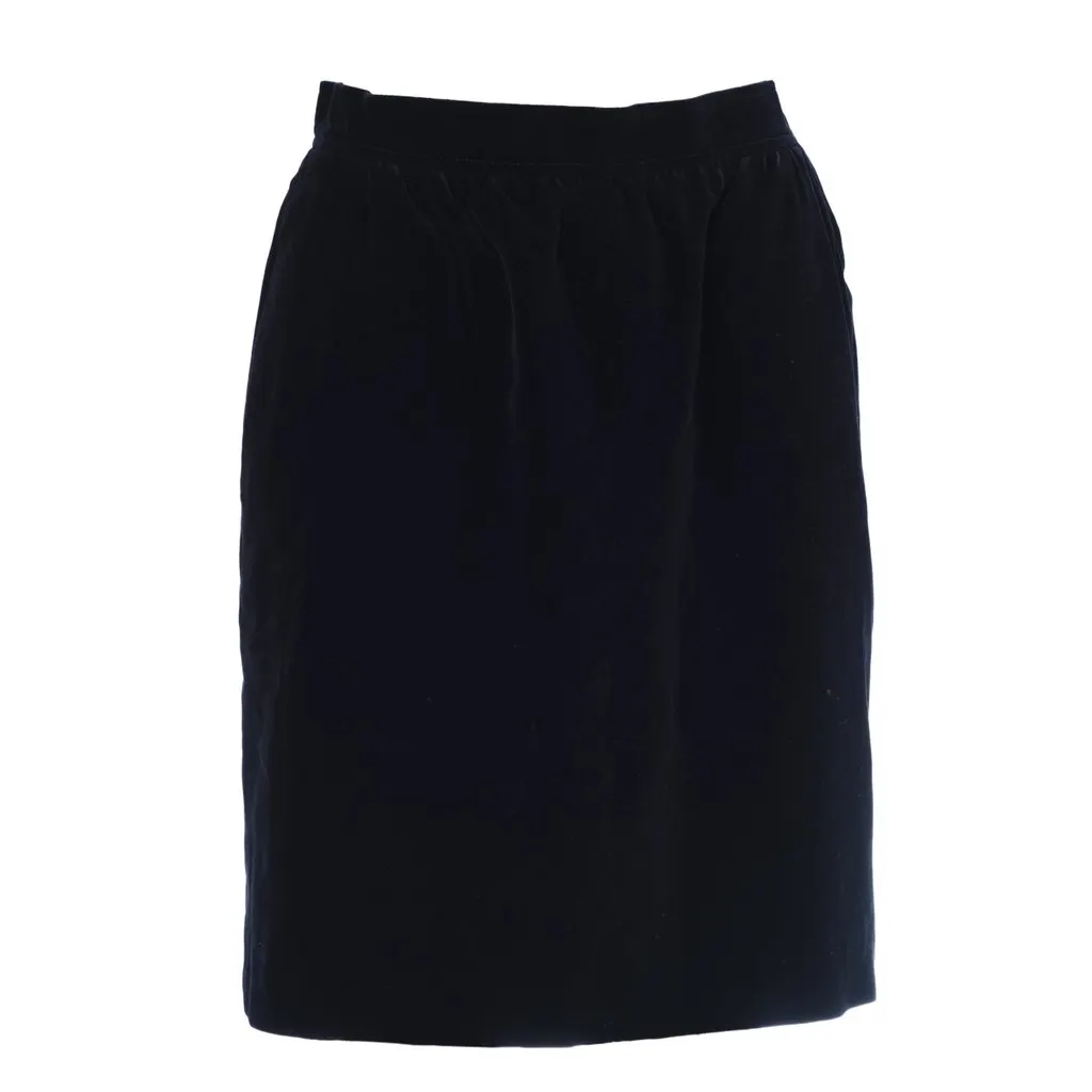 Saint Laurent Gauche Black Velvet Vintage Skirt- '80s Black Velvet Good - Front View