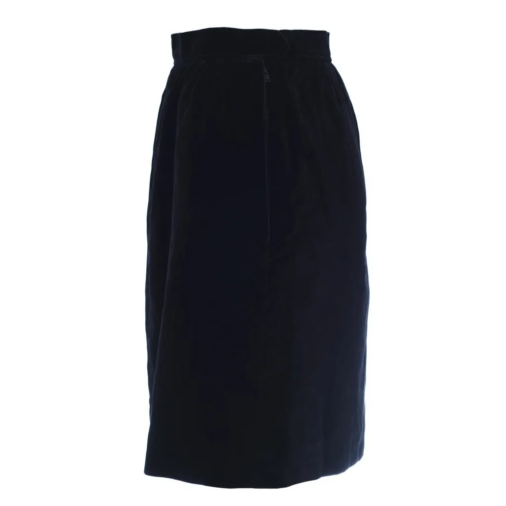 Saint Laurent Gauche Black Velvet Vintage Skirt- '80s Black Velvet Good - Back View