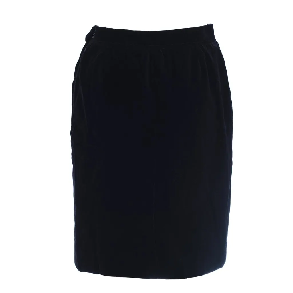 Saint Laurent Gauche Black Velvet Vintage Skirt- '80s Black Velvet Good - Inside View