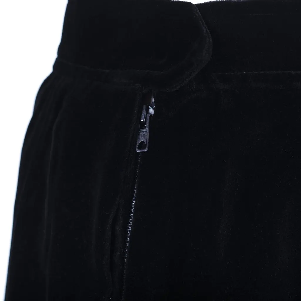 Saint Laurent Gauche Black Velvet Vintage Skirt- '80s Black Velvet Good - Model View