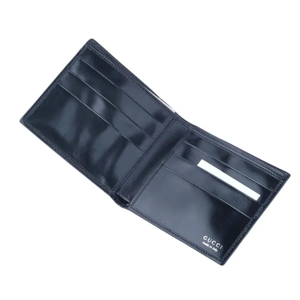 Gucci Bifold Wallet Compact G Logo - '00s Black Leather Good - Inside View