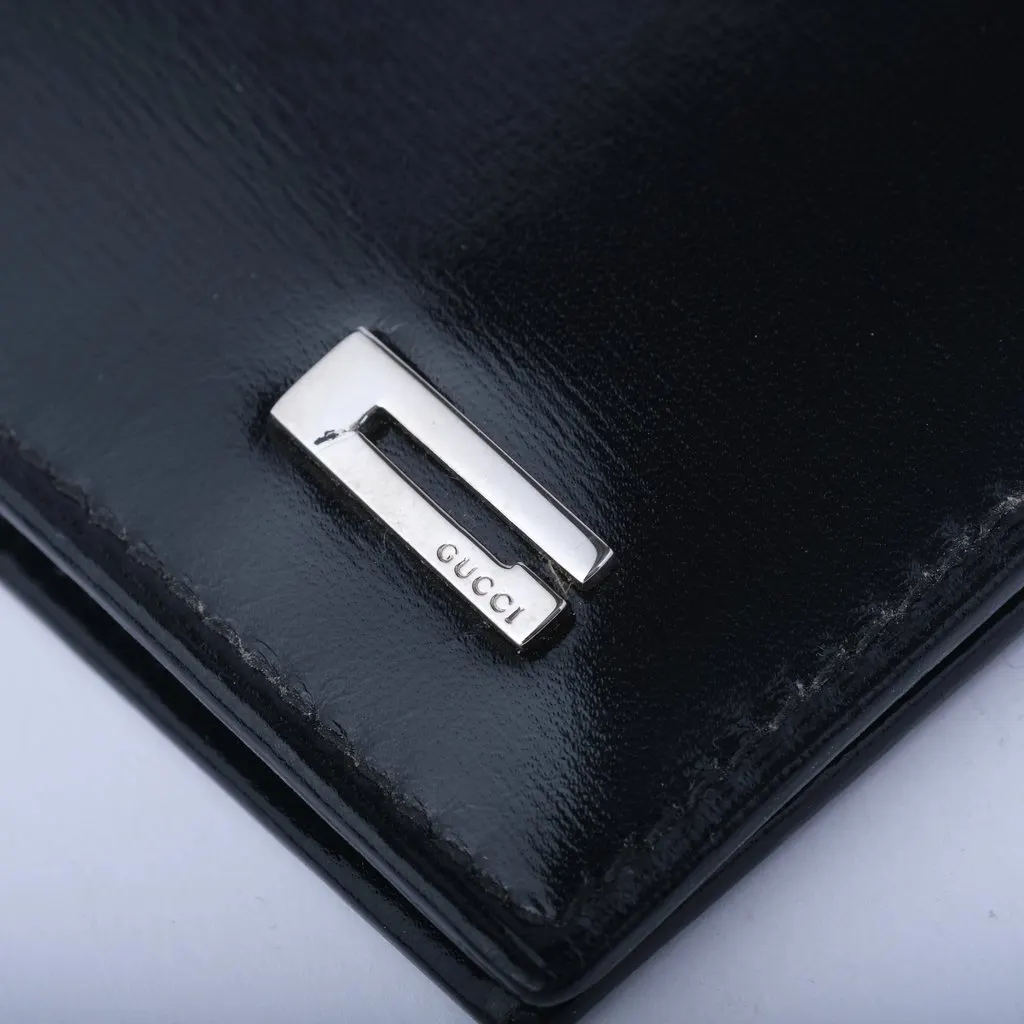 Gucci Bifold Wallet Compact G Logo - '00s Black Leather Good - Box View