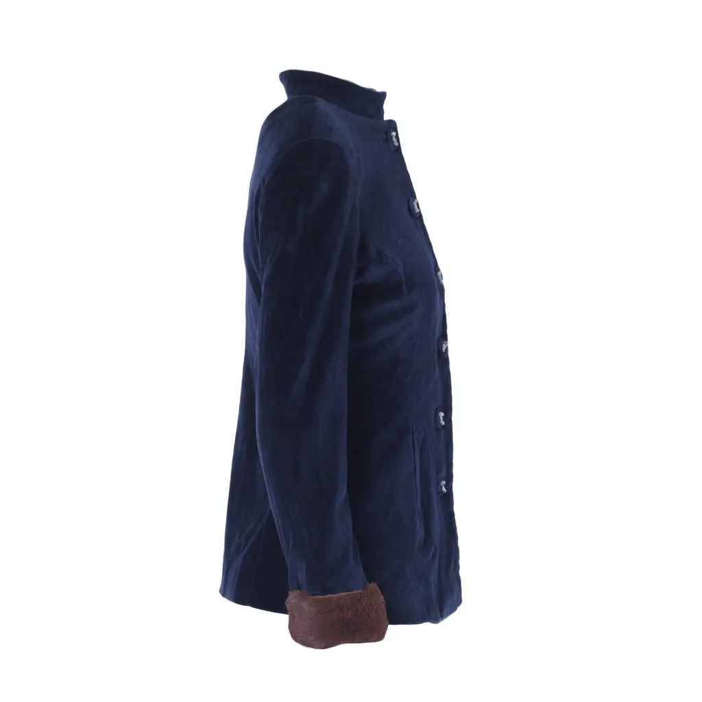 Blumarine Navy Velvet Skirt Suit With Fur Cuffs - '00s Navy Velvet Good - Box View