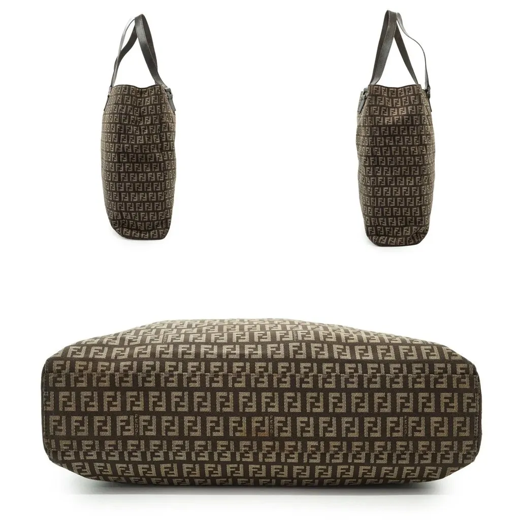 Fendi Tote Bag Zucchino Brown Canvas Good - Inside View