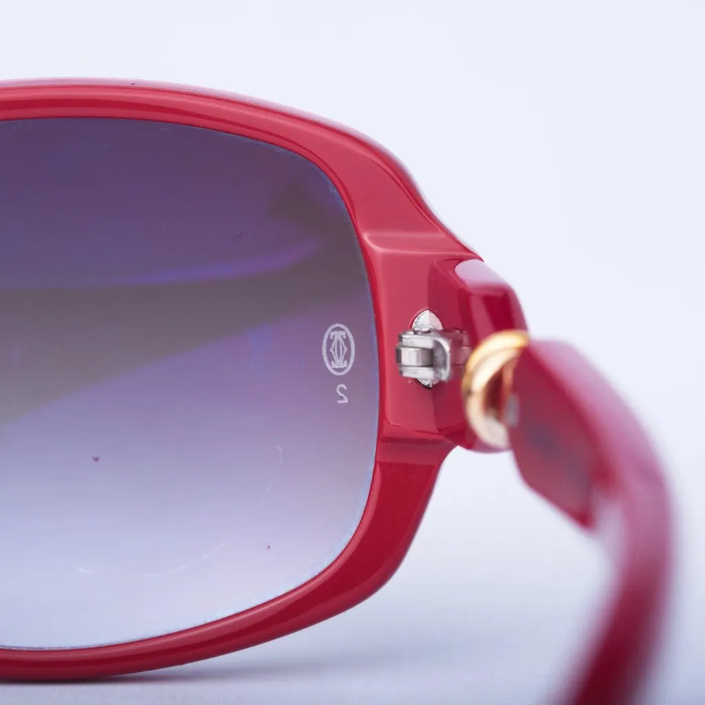 Cartier Trinity Audrey 440 Red Acetate Sunglasses - '20s Red Good - Model View