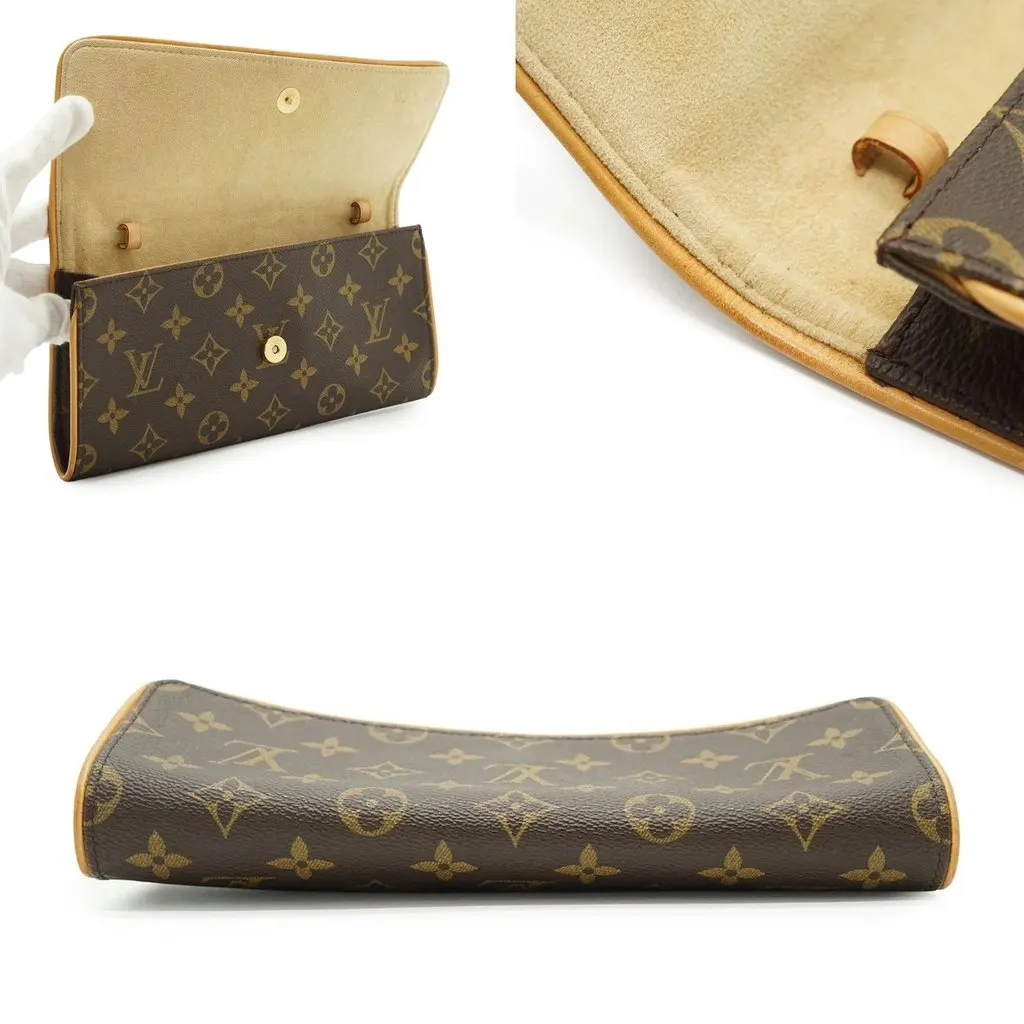 Louis Vuitton Crossbody Bag Vintage Twin Brown Canvas Good - Inside View