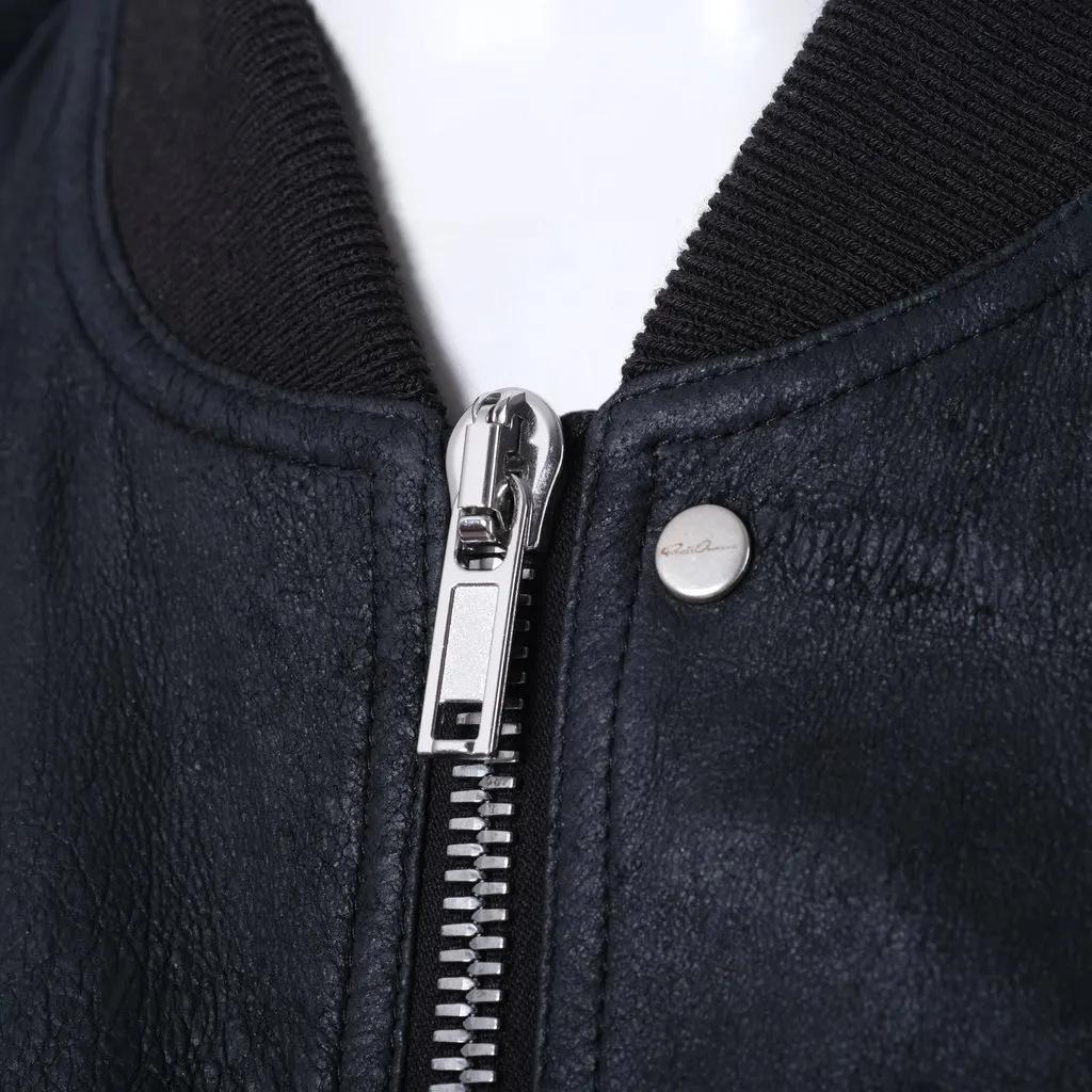 Rick Owens Porterville Metro Flight Jacket - '20s Black Leather Good - Model View