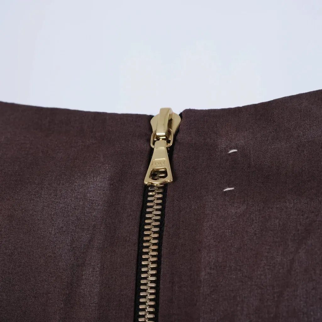 Marni Sleeveless Dress Featuring Brown and Yellow Geometric Circle Pattern - '10s Brown Cotton Good - Box View