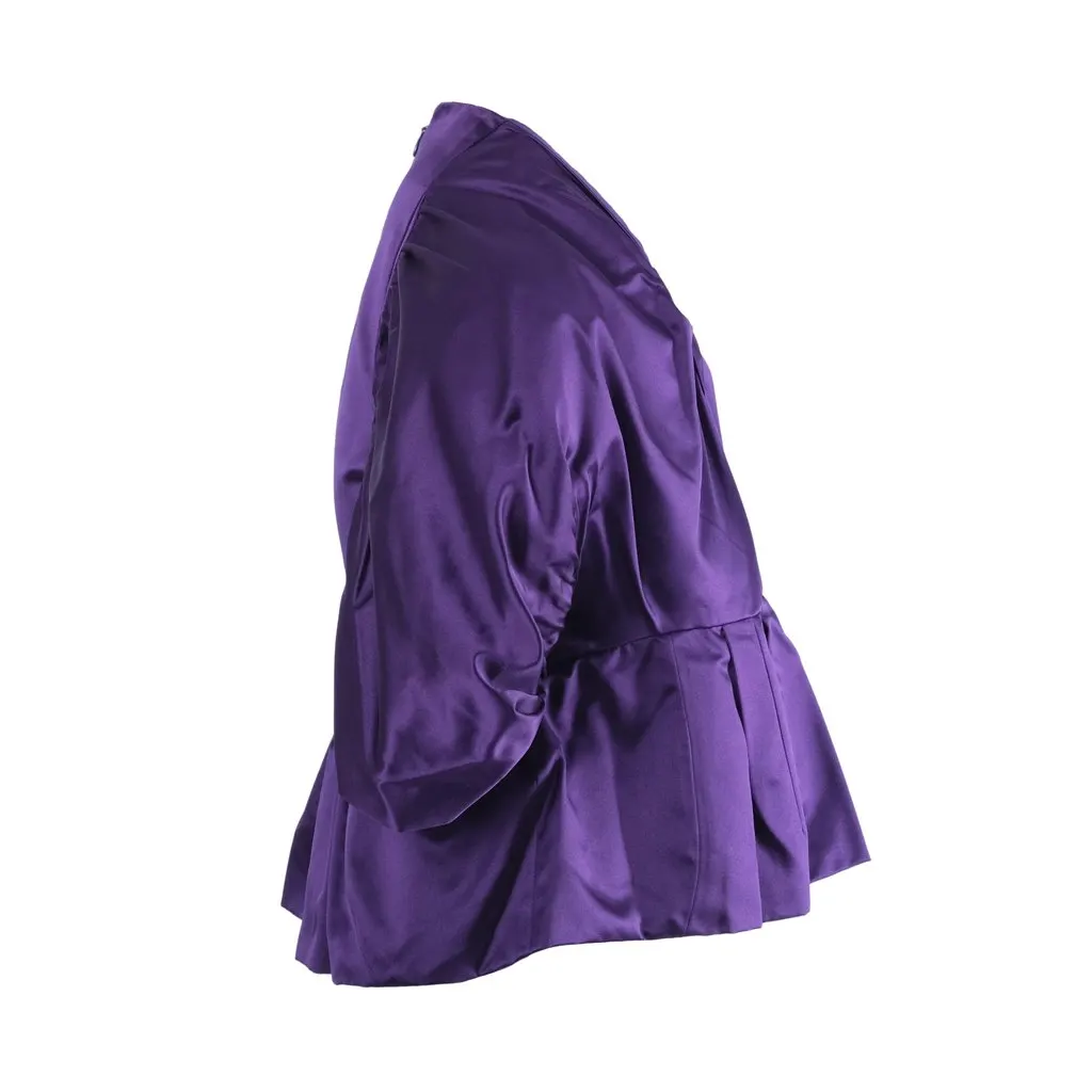Prada Spring 2007 Runway Purple Silk Bow Peplum Top - '00s Purple Silk Good - Inside View