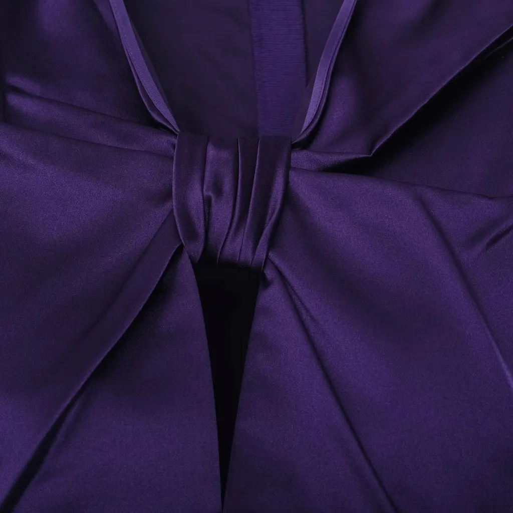 Prada Spring 2007 Runway Purple Silk Bow Peplum Top - '00s Purple Silk Good - Box View