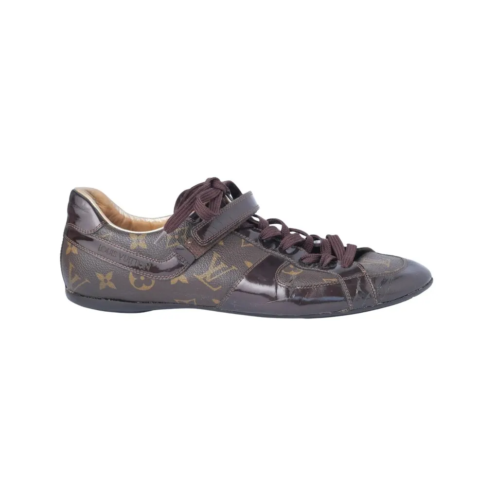 Louis Vuitton Globe-Trotter Monogram Canvas & Patent Leather Sneakers - '00s