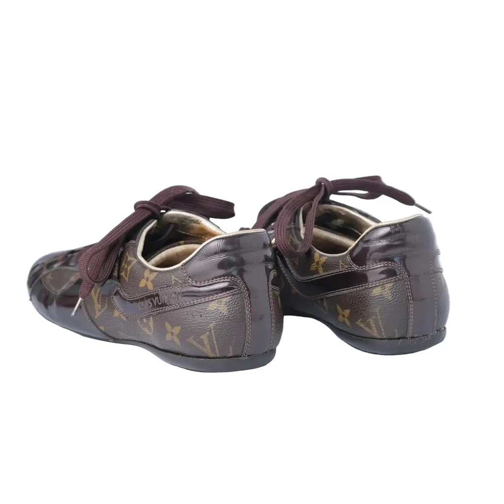 Louis Vuitton Globe-Trotter Monogram Canvas & Patent Leather Sneakers - '00s Brown Canvas Good - Inside View