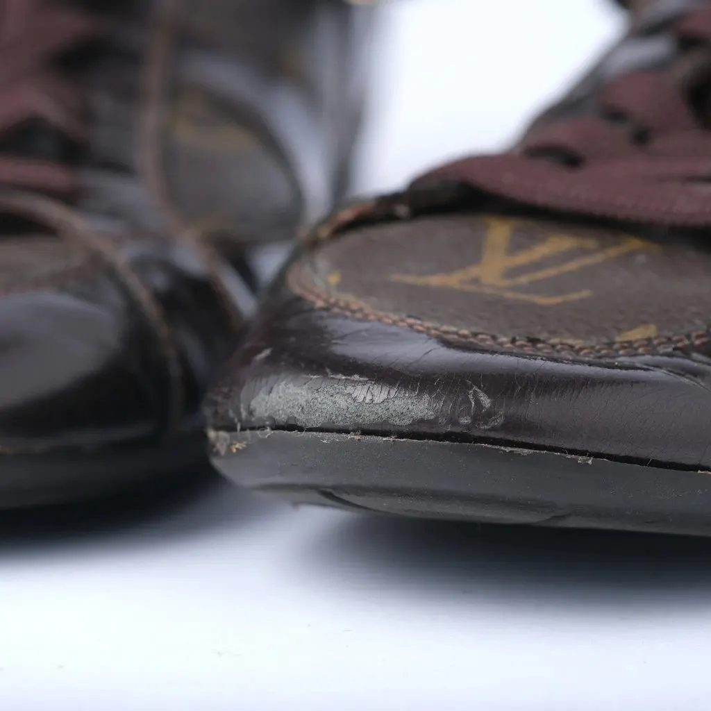 Louis Vuitton Globe-Trotter Monogram Canvas & Patent Leather Sneakers - '00s Brown Canvas Good - Box View
