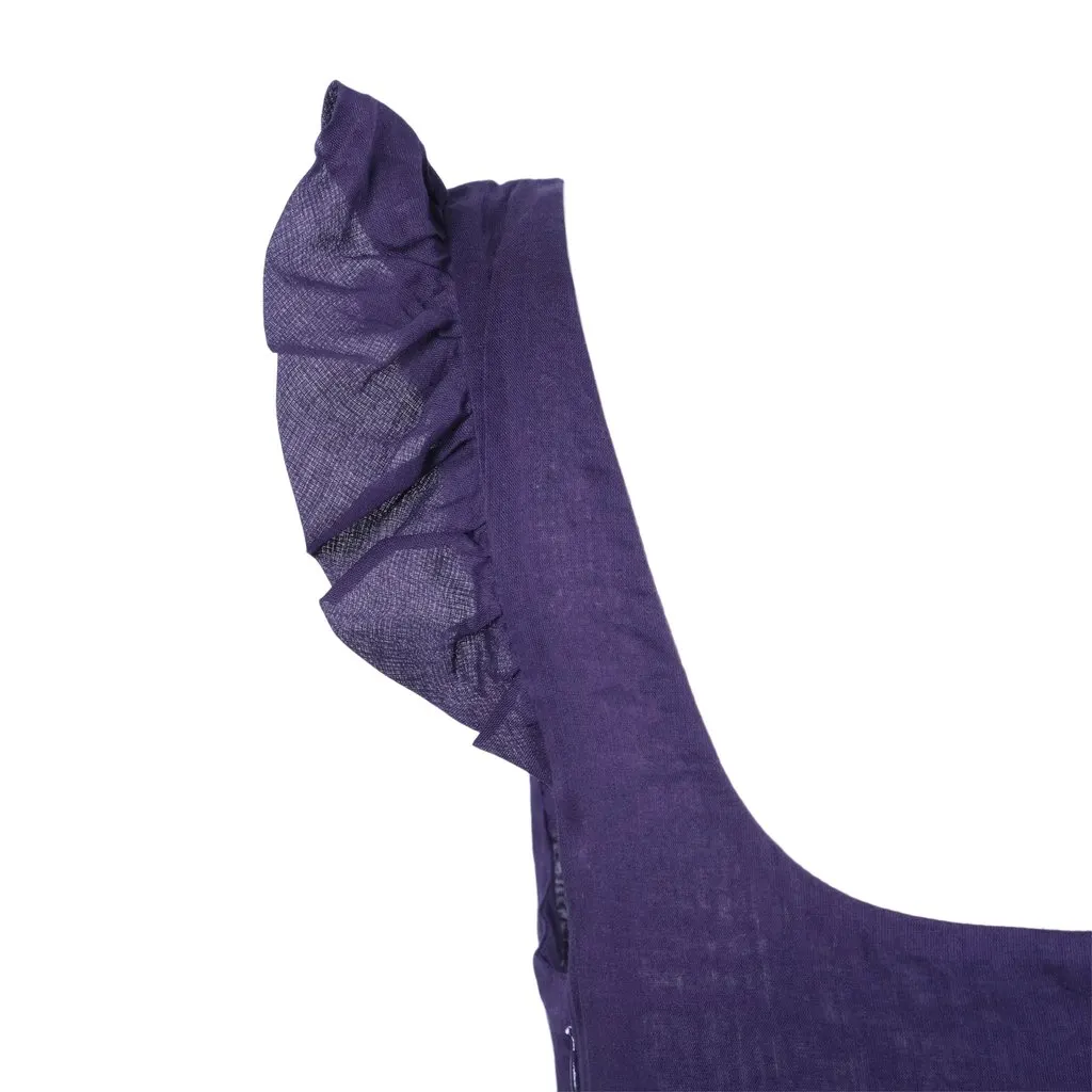 Miu Miu Long Purple Sleeveless Dress with Ruffle Straps and Tiered Pleated Skirt - '10s Red Silk Good - Inside View