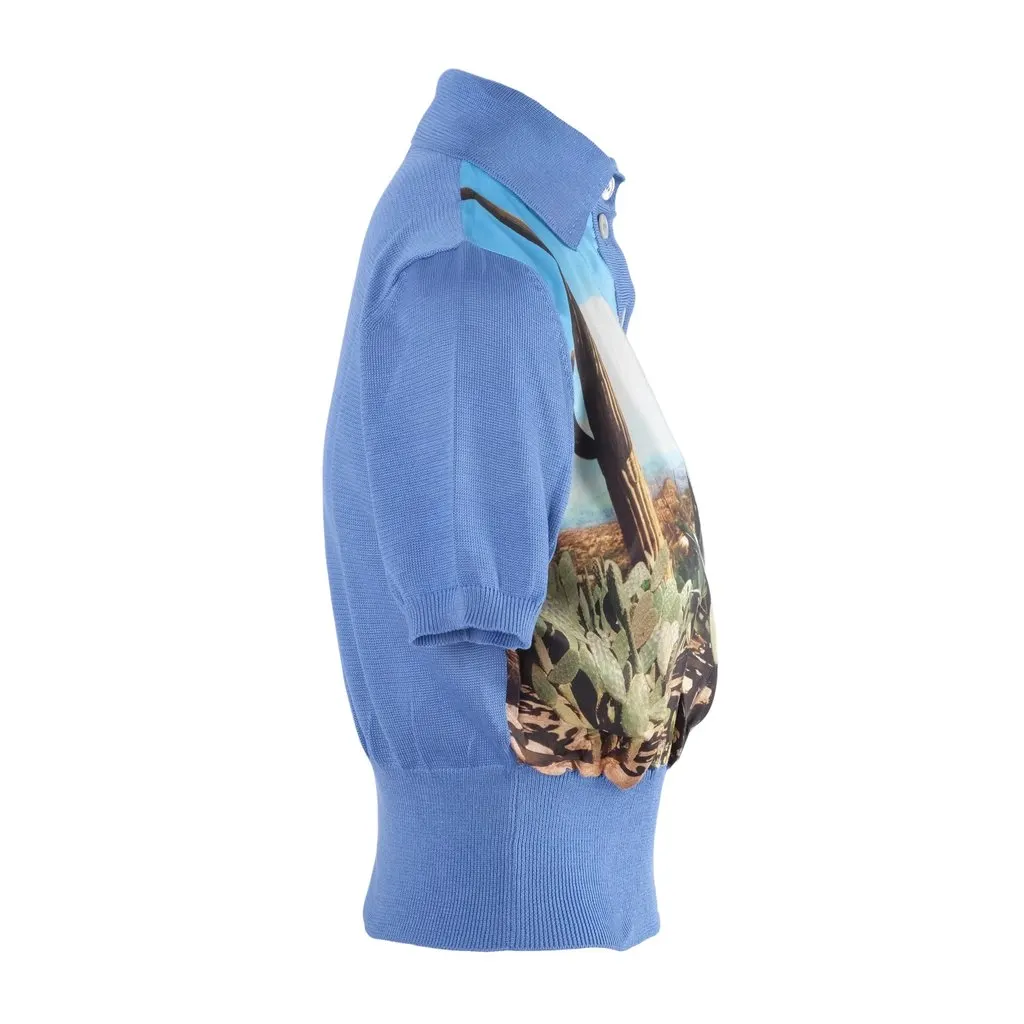 Paul Smith Desert Landscape Silk Blend Knit Polo - '10s Blue Silk Good - Back View