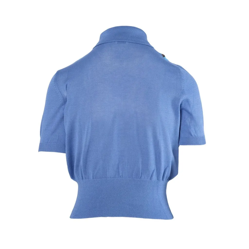 Paul Smith Desert Landscape Silk Blend Knit Polo - '10s Blue Silk Good - Inside View
