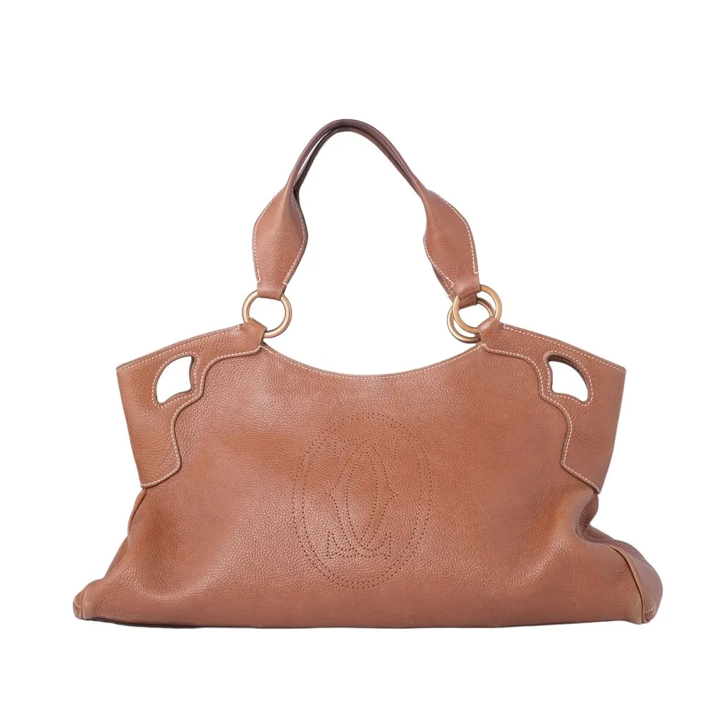 Cartier Brown Leather Medium Marcello de Cartier Bag -'10s Brown Leather Good - Front View