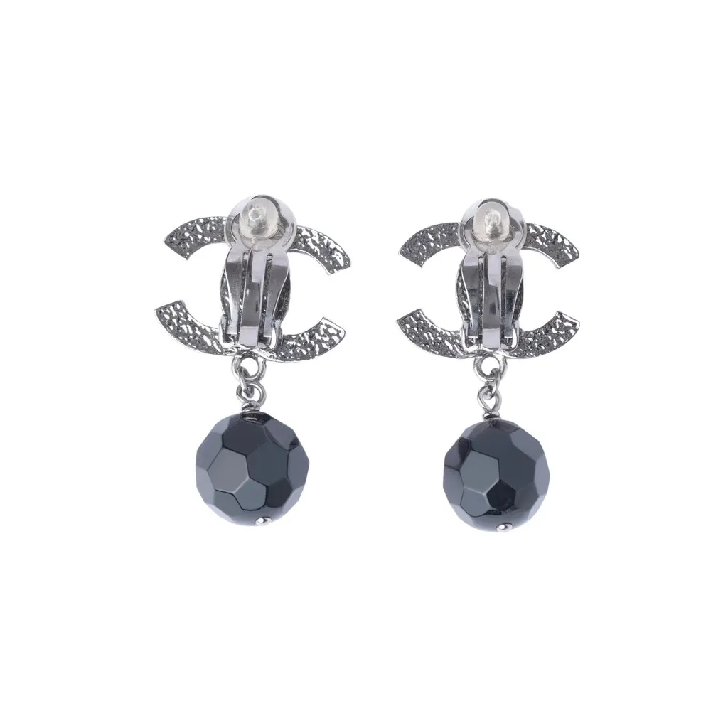 Chanel earrings - '10s Black Good - Back View