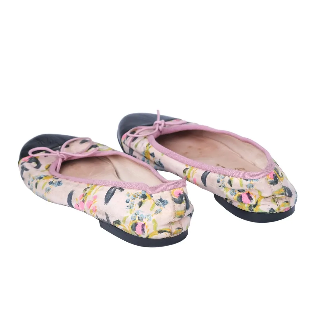 Chanel Multicolor Canvas and Patent Leather Cap-Toe Ballet Flats - '00s Black Canvas Good - Inside View