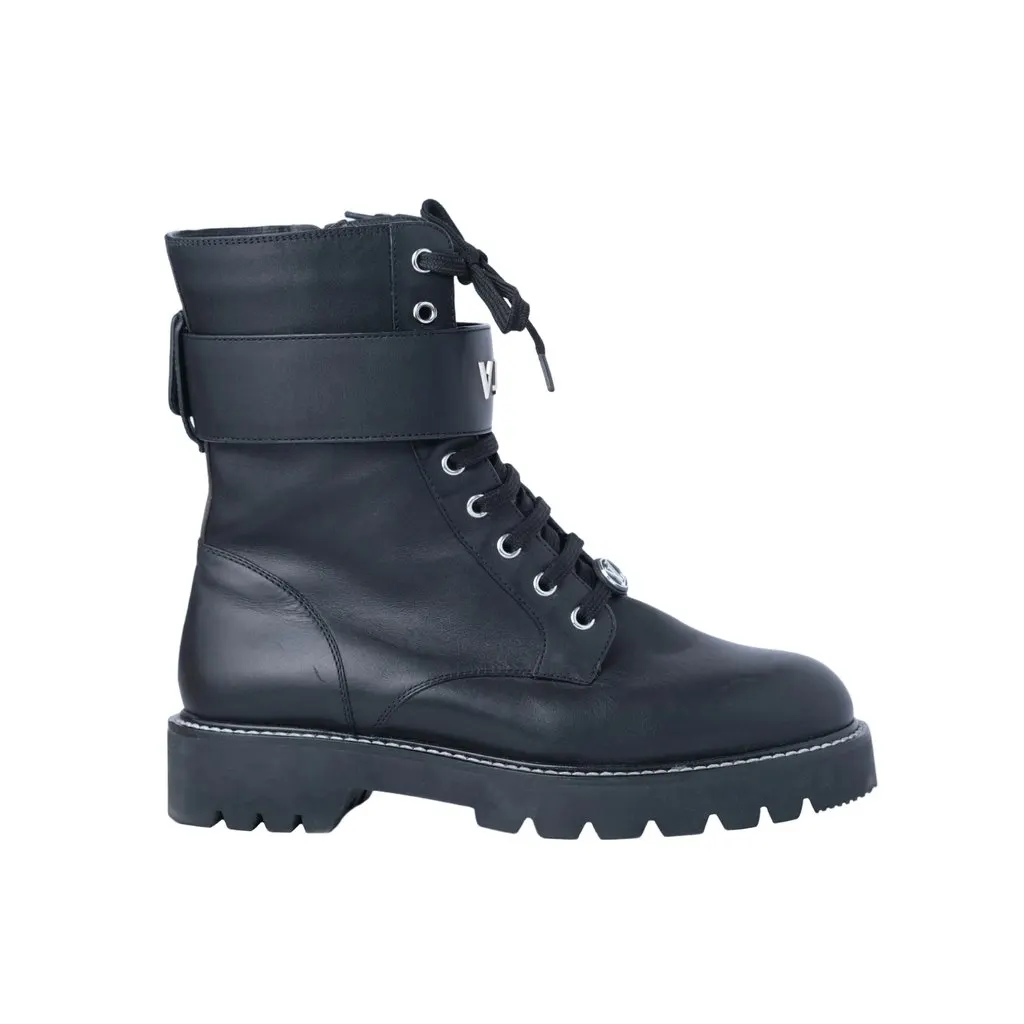 Louis Vuitton Calfskin Territory Flat Ranger Boots -'10s Black Leather Good - Front View