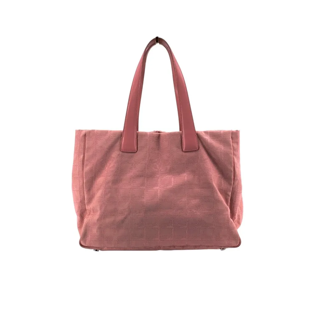 Chanel Tote Bag Vintage Classic CC Shopping Pink Good - Front View