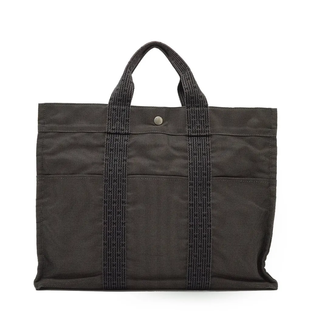 Hermes Tote Bag Herline Grey Canvas Good - Front View