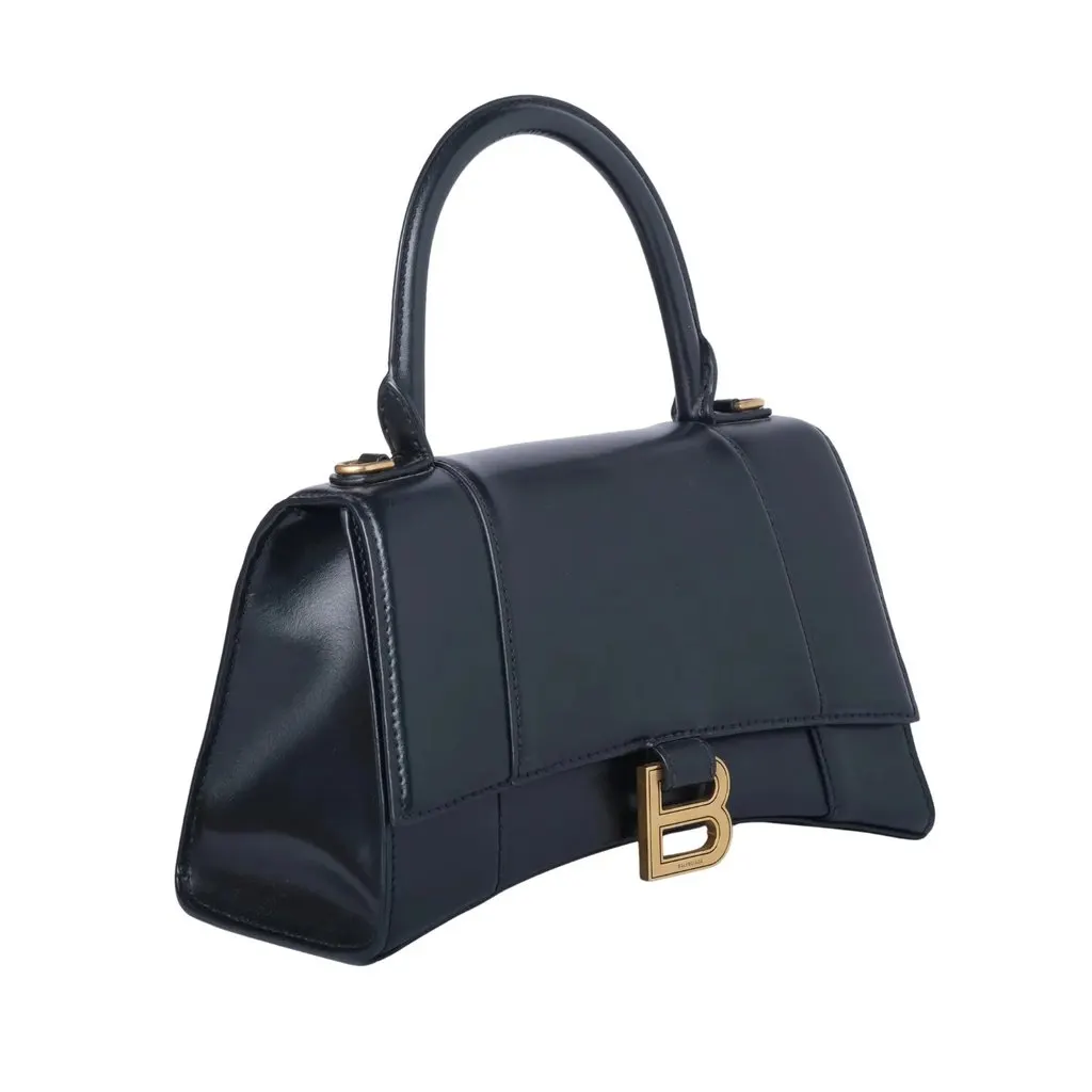 Balenciaga Small Hourglass Leather Bag - '20s Black Leather Good - Back View