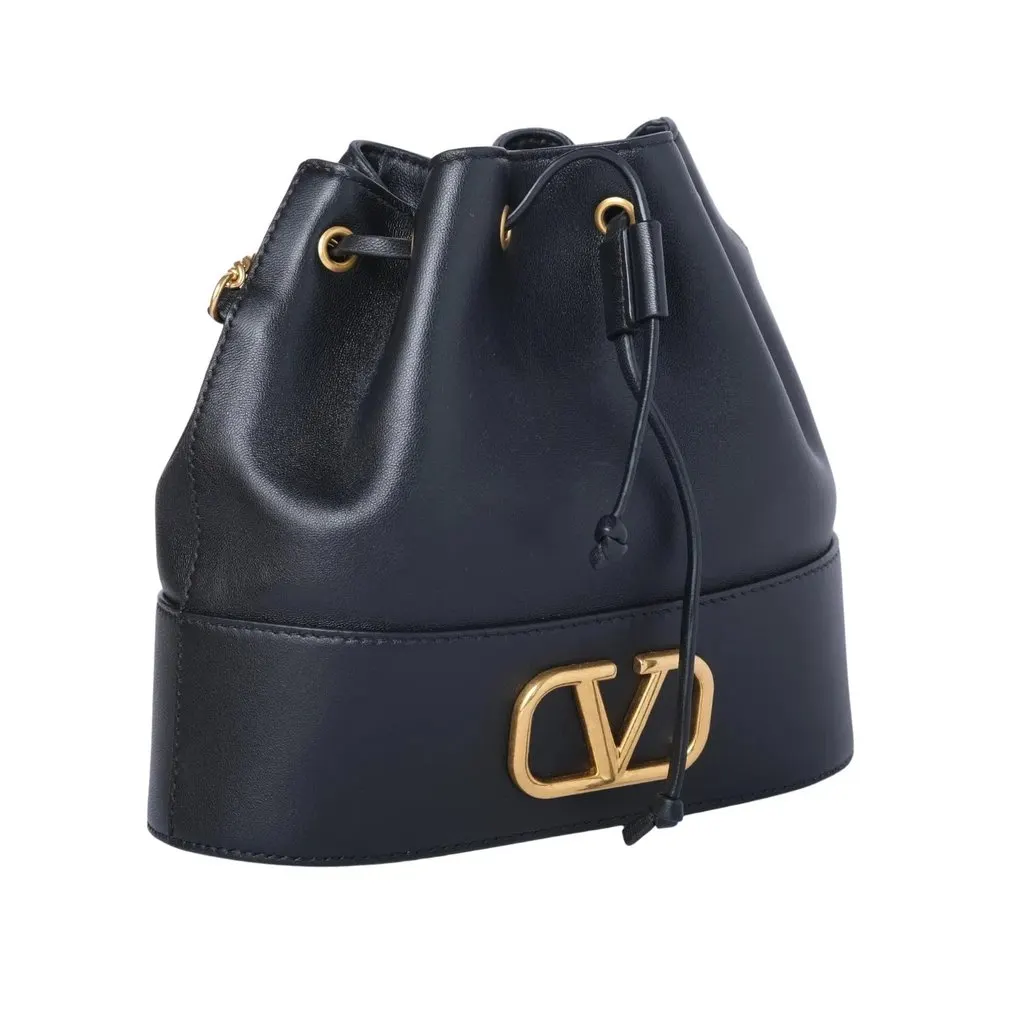 Valentino Garavani VLogo Mini Bucket Bag - '20s Black Leather Good - Back View