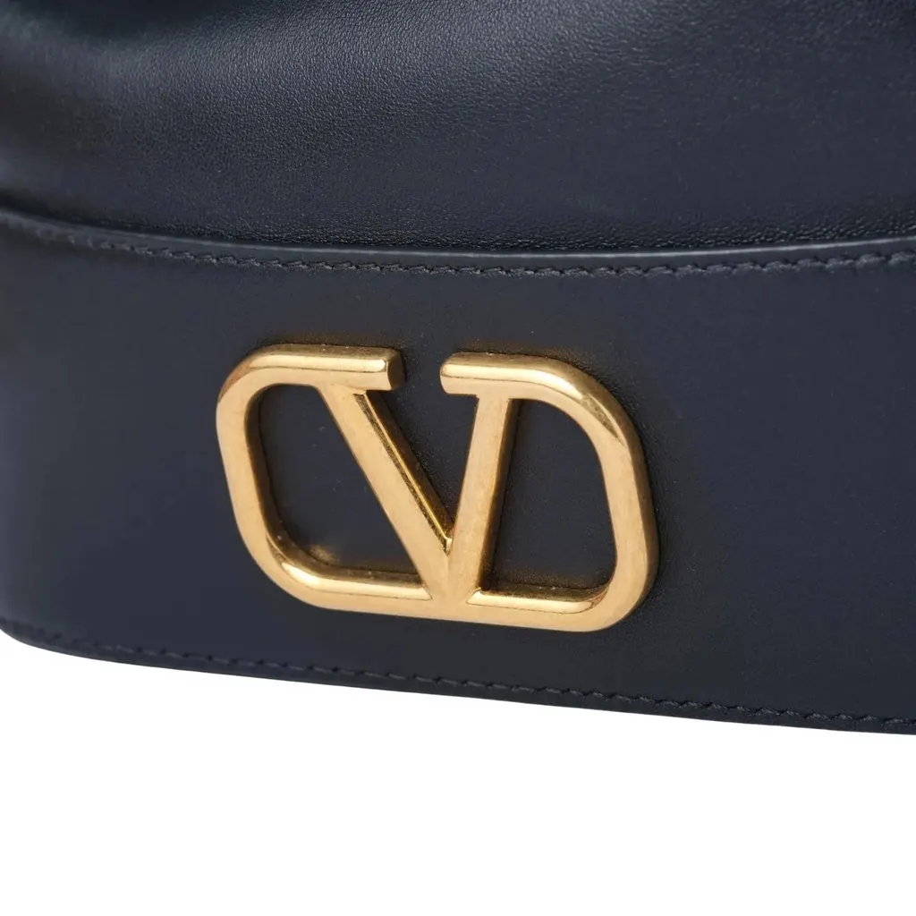 Valentino Garavani VLogo Mini Bucket Bag - '20s Black Leather Good - Model View