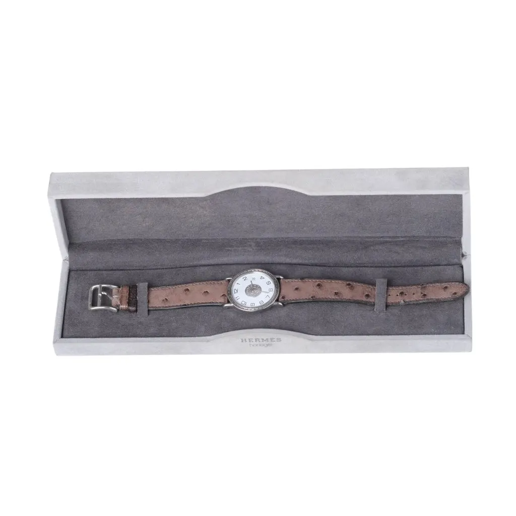 Hermès Sellier 33mm Quartz Watch Full Set - '90s White Leather Good - Model View