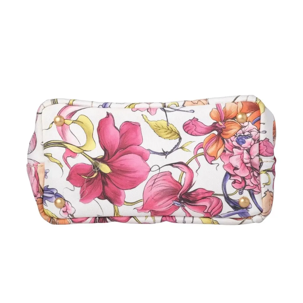 Prada Floral Print Small Canapa Tote Bag - '10s MultiColor Canvas Good - Inside View