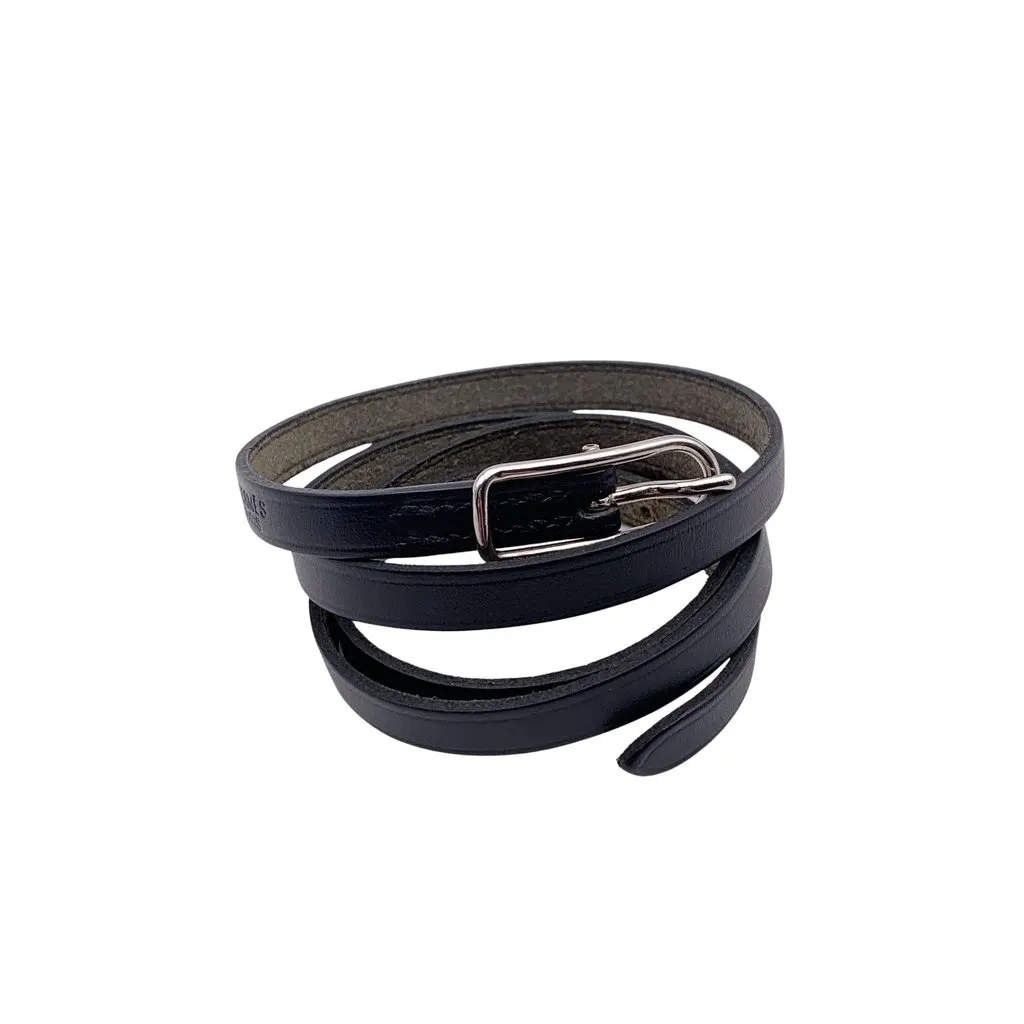 Hermes Bracelet Black Leather Good - Front View