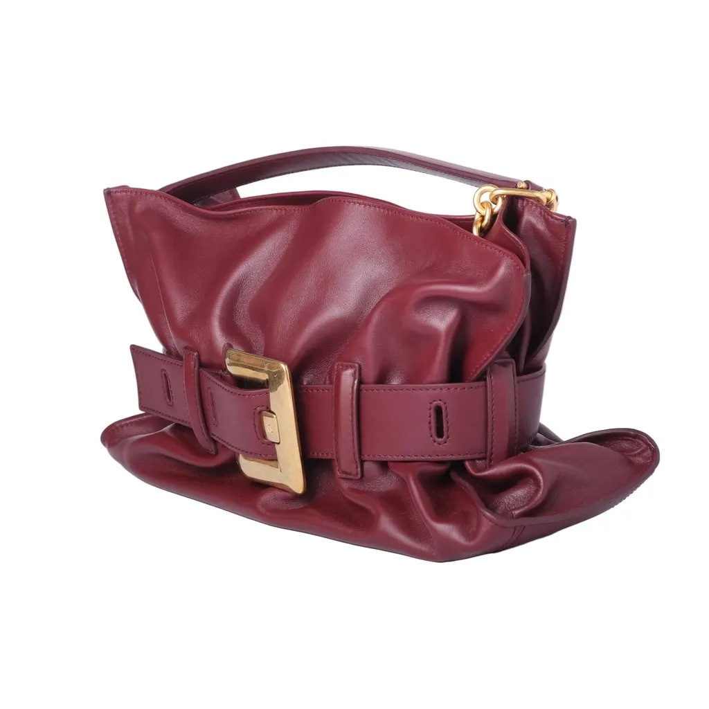 Balmain Medium Anthem Leather Shoulder Bag Burgundy - '20s Burgundy Leather Good - Inside View