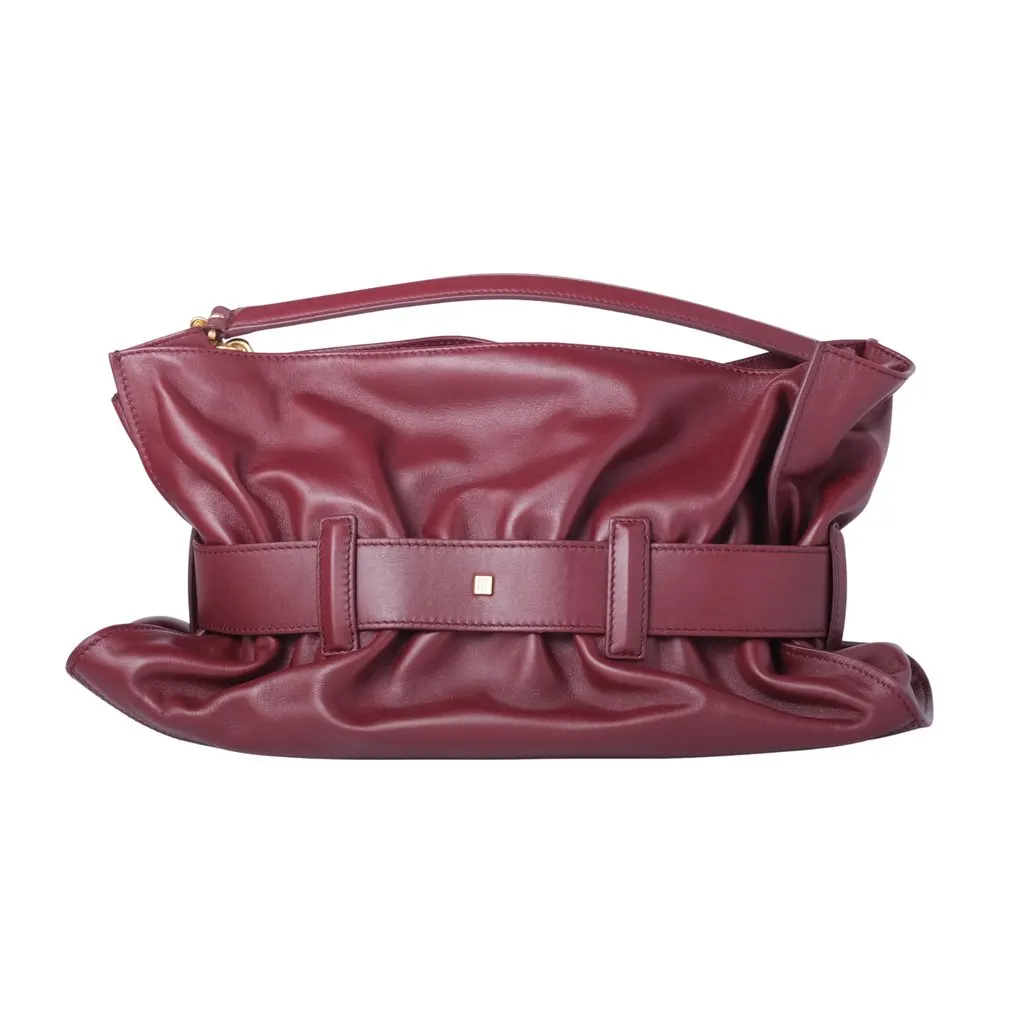 Balmain Medium Anthem Leather Shoulder Bag Burgundy - '20s Burgundy Leather Good - Model View
