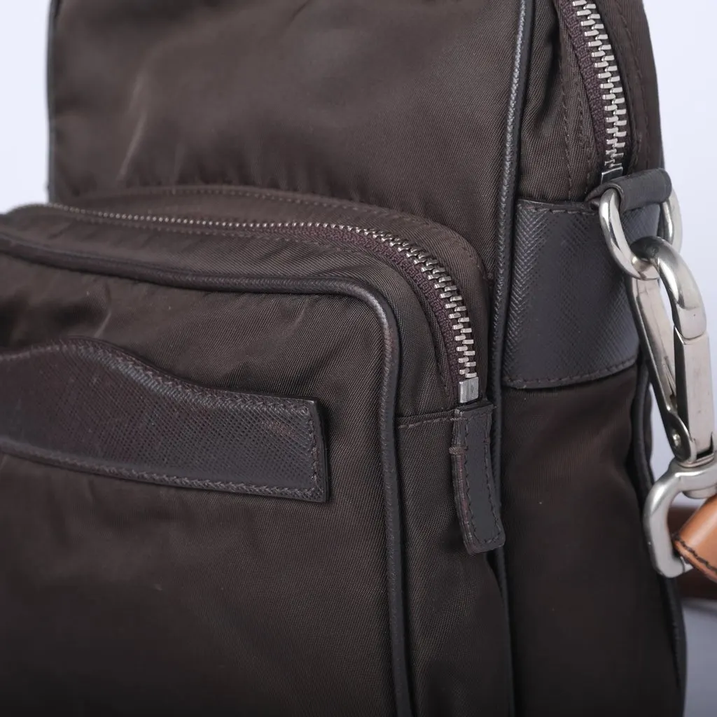 Prada Black Nylon Silver Hardware Shoulder Bag - '00s Black Good - Model View