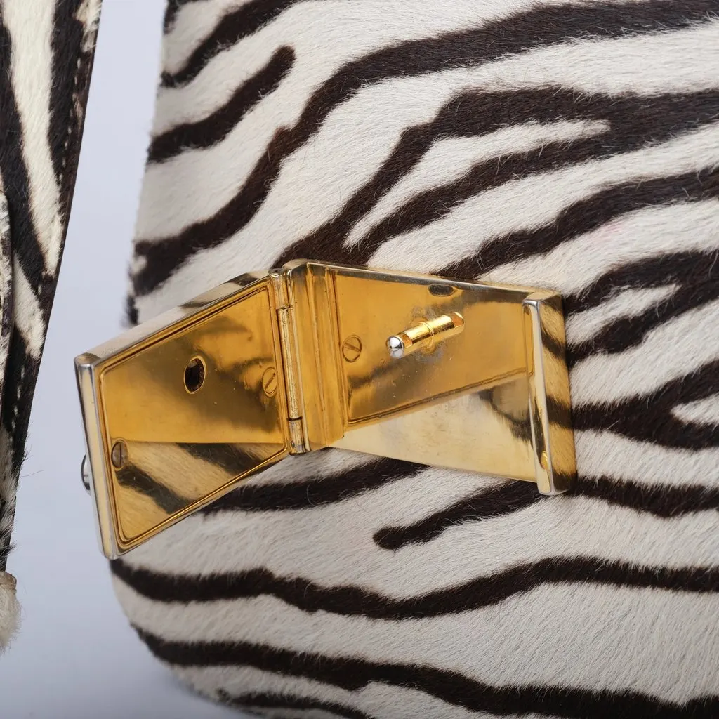 Prada Zebra Print Shoulder Bag - '00s White Leather Good - Model View