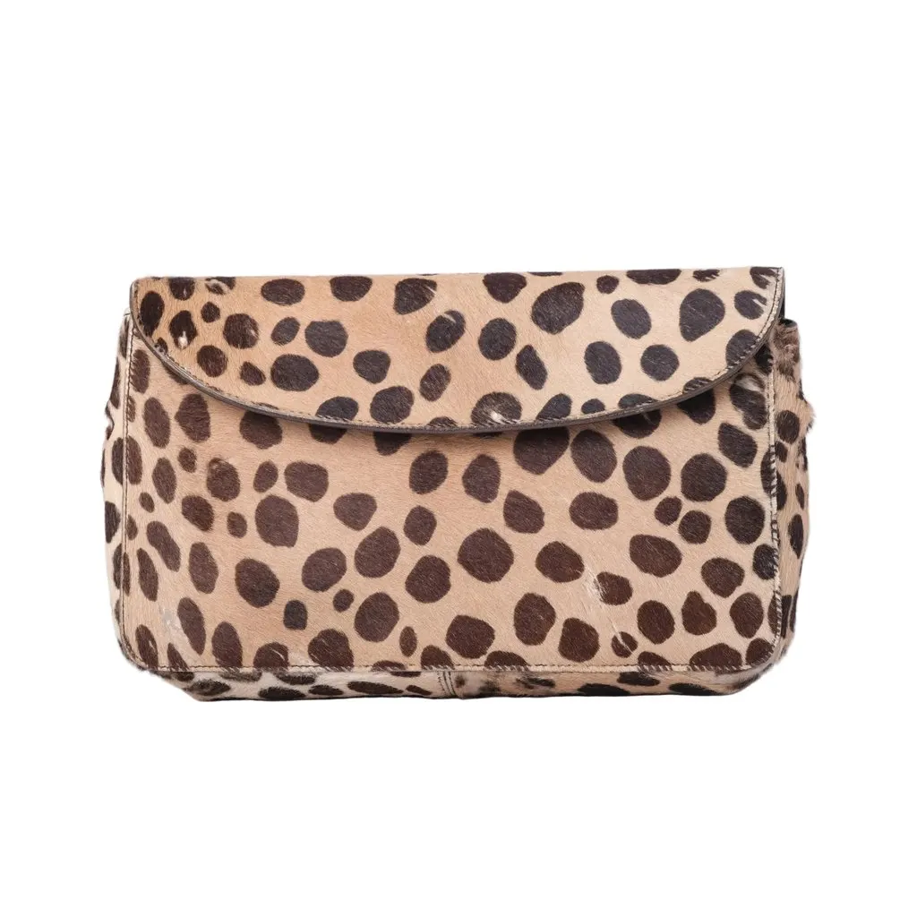 Prada Vintage Leopard Print Pony Hair bag -'00s White Leather Good - Inside View