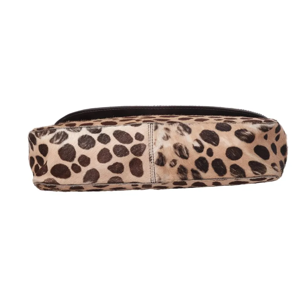 Prada Vintage Leopard Print Pony Hair bag -'00s White Leather Good - Model View