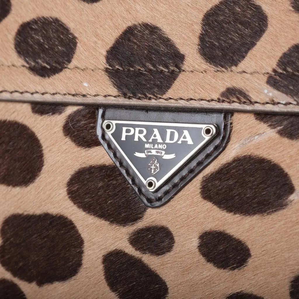Prada Vintage Leopard Print Pony Hair bag -'00s White Leather Good - Box View