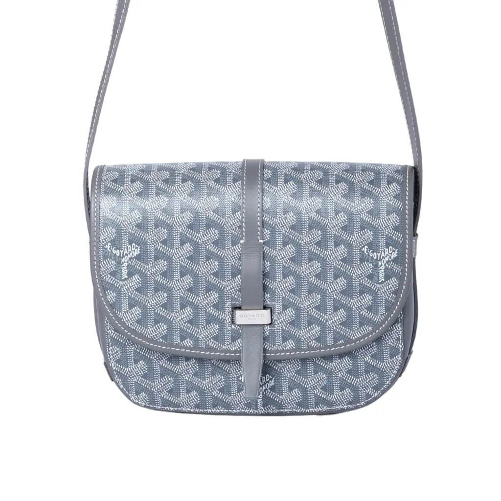 Goyard Belvedere II PM Grey Goyardine Canvas Messenger Bag - '10s Grey Canvas Good - Front View